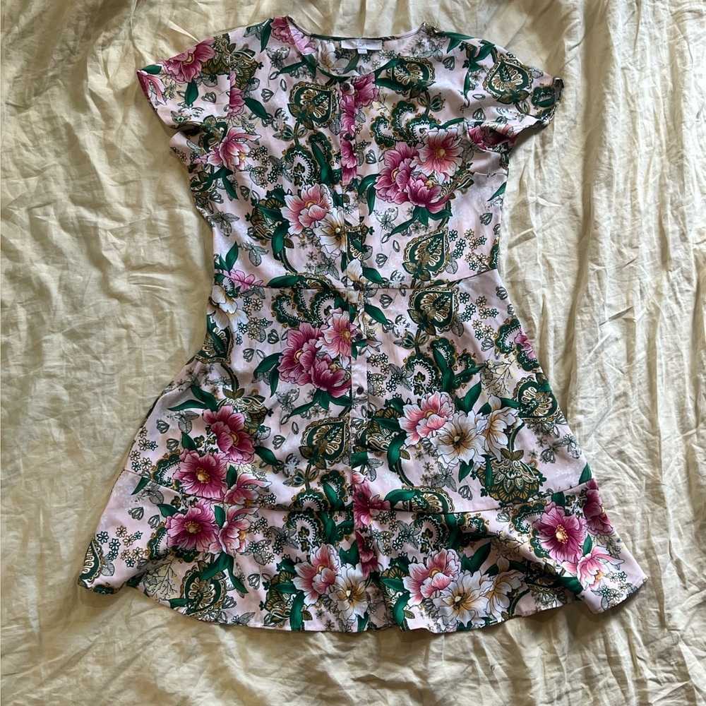 Loft Size 14 Floral Summer  Short Sleeve Dress